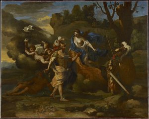 Venus, Mutter des Aeneas, überreicht ihm von Vulkan geschmiedete Waffen, ca. 1635