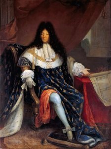 Porträt von Ludwig XIV. mit dem Plan für das Maison Royale de Saint-Louis in Saint-Cyr von Nicolas Rene Jollain