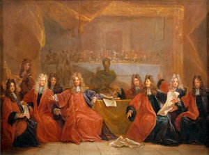 Der Schultheiß der Kaufleute und die Ratsherren der Stadt Paris beraten über das Angebot eines Festes für Ludwig XIV. von Nicolas de (workshop) Largilliere