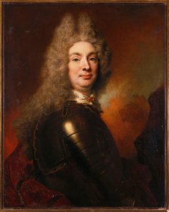 Porträt eines Edelmanns in Rüstung, mit rotem Umhang von Nicolas de Largillière