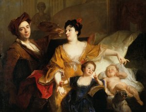 Selbstporträt des Künstlers mit seiner Familie, um 1704 von Nicolas de Largillière