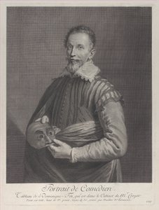 Porträt eines Komikers: Porträt von Francesco Andreini mit einer Maske, 1729-40