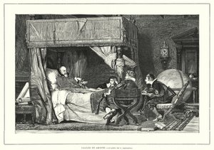 Der italienische Astronom Galileo Galilei in Arcetri, Italien, wo er 1642 starb (Lithografie) von Nicolo (after) Barabino