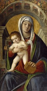 Triptychon-Panel mit Madonna und Kind von Nicolo Rondinelli