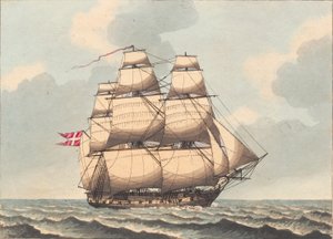Eine dänische Fregatte, bei Seitenwind zu sehen von Niels Truslew
