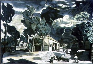 Landschaft mit Sturm