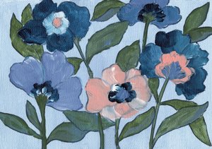 Blaue und Pfirsichfarbene Blüten von Nikita Jariwala