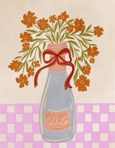 Festliche Blumen Champagnerflasche von Nikita Jariwala