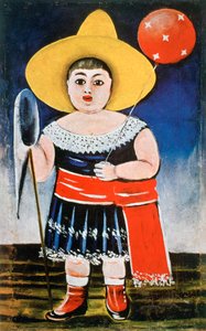 Kleines Mädchen mit einem gemusterten Ballon, ca. 1885-1918