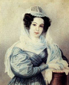 Porträt von Camilla Ivasheva Le Dantieau 1808-1839, Ehefrau des Dekabristen Vasily Ivashev, 1834 von Nikolai Alexandrovich Bestuzhev