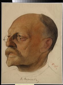 Porträt von Wikenti Wikentjewitsch Smidowitsch, genannt Wikenti Veressaiew (1867-1945), russischer Arzt und Schriftsteller - Zeichnung von Nikolai Andrejewitsch Andrejew (1873-1932)