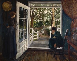 An der Tür des Gartenraums von Nikolai Astrup