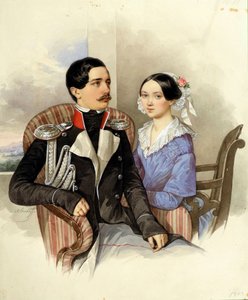 Porträt von Graf Jakov Karlovich Sievers und Gräfin Vera Mikhaylovna von Nikolai Mikhailovich Alexeyev