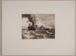 Dampfschiffe bei Kronborg von Nils Severin Lynge Hansteen
