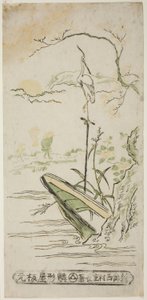 Landschaft mit Reiher und Boot