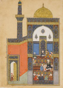 Laila und Majnun in der Schule, Folio aus einem Khamsa-Quintett von Nizami