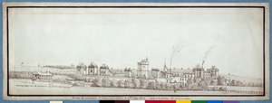 Das Schloss von Vincennes, mit rauchenden Schornsteinen