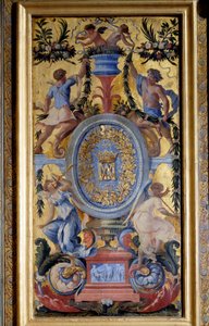 Dekoratives Paneel des Kabinetts der Marechale de La Meilleraye, realisiert von Noel Quillerier (1594-1669) von Noel Quillerier