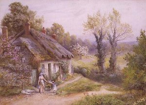 Eine Mutter und Kind in einem Bauerngarten von Noel Smith