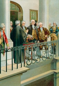 George Washington legt den Amtseid als Präsident ab von North American