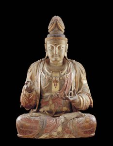 Der Bodhisattva Guanyin (Holz, Gips, Mineralpigmente & Gold)