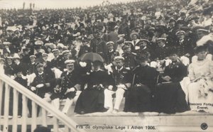 Würdenträger beobachten die Olympischen Spiele 1906, Athen von Norwegian Photographer
