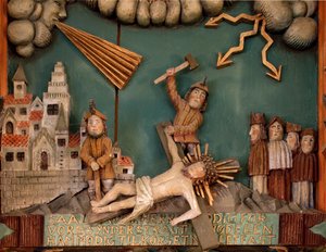 Jesus wird ans Kreuz genagelt (Detail)