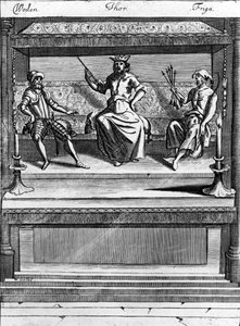 Woden, Thor und Friga, 1670-1680 von Norwegian School