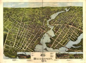 Ansicht von Bridgeport, Ct. 1875 von O.H. Bailey and Co. American Oleograph Co.