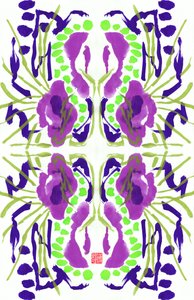 Lila Grünes Blumenmuster von Odilia W. Y. Fu