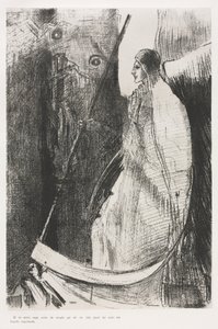 Und ein anderer Engel kam aus dem Tempel im Himmel, auch er hatte eine scharfe Sichel von Odilon Redon