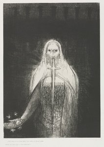 Und er hatte in seiner rechten Hand sieben Sterne; und aus seinem Mund ging ein scharfes, zweischneidiges Schwert von Odilon Redon
