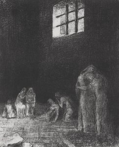 Im Schatten weinen und beten Menschen... von Odilon Redon