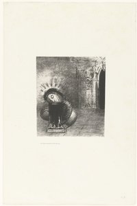 Een lange pop de kleur van bloed von Odilon Redon