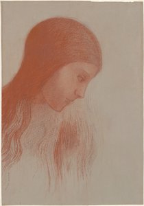 Kopf eines jungen Mädchens im Profil von Odilon Redon