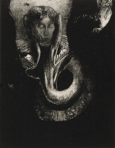 Oannes: "Ich, das erste Bewusstsein im Chaos, stieg aus dem Abgrund auf, um Materie zu verhärten, Formen zu bestimmen," Tafel 14 aus Die Versuchung des heiligen Antonius (3. Serie)