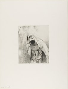 Sie zieht einen Schwamm aus ihrem Busen, vollkommen schwarz, und bedeckt ihn mit Küssen, Platte 8 von 24 von Odilon Redon