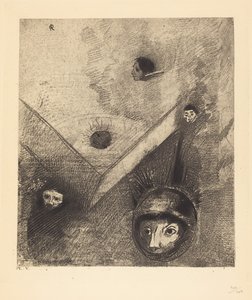 Auf dem Grund unserer Nächte zeichnet Gott mit seinem wissenden Finger einen vielgestaltigen und unerbittlichen Albtraum von Odilon Redon