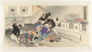 Bild des Chinesisch-Japanischen Krieges in Pjöngjang Nisshin sensō Nissei Heijō shōho zu (Titel auf Objekt) von Ogata Gekko