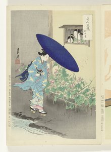 Blühende Hecke (Vergleiche zwischen Schönheiten und Blumen) von Ogata Gekko