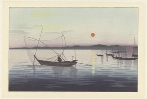 Fischerboote bei Sonnenuntergang von Ohara Koson