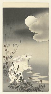 Kaninchen bei Vollmond von Ohara Koson