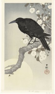 Krähe bei Vollmond von Ohara Koson
