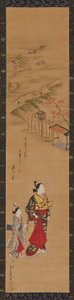 Kurtisane und ihre Begleiterin von Okumura Masanobu