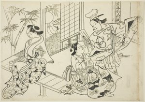 Narihira: Die Spiegelszene (Narihira kagami no dan), aus der Serie "Berühmte Szenen aus japanischen Puppenspielen (Yamato irotake)"