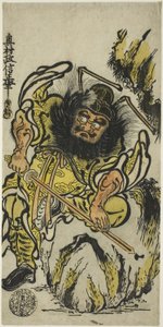 Shoki der Dämonenbezwinger schärft sein Schwert, ca. 1725