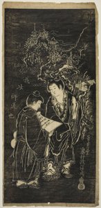 Zwei Jungen als die exzentrischen Mönche Kanzan (Chinesisch: Hanshan) und Jittoku (Chinesisch: Shide) von Okumura Masanobu