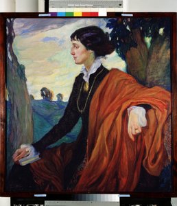 Porträt der russischen Dichterin Anna Achmatowa (1889-1966) von Olga Lyudvigovna Della Vos Kardovskaya