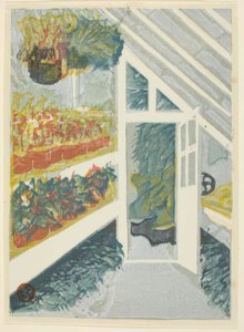 Gewächshaus, aus der Serie "Drucke des Shinjuku Kaiserlichen Gartens (Shinjuku Gyoen hanga)" von Onchi Kôshirô