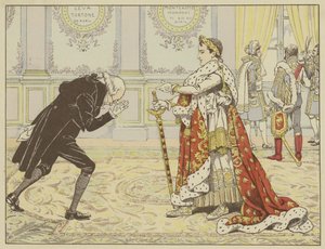 Am Morgen seiner Krönung, als er den Notar von Josephine sah, sagte Napoleon lachend: Nun, Maitre Ragideau, hier ist der Mantel! Und hier ist das Schwert! von Onfray de Breville Job